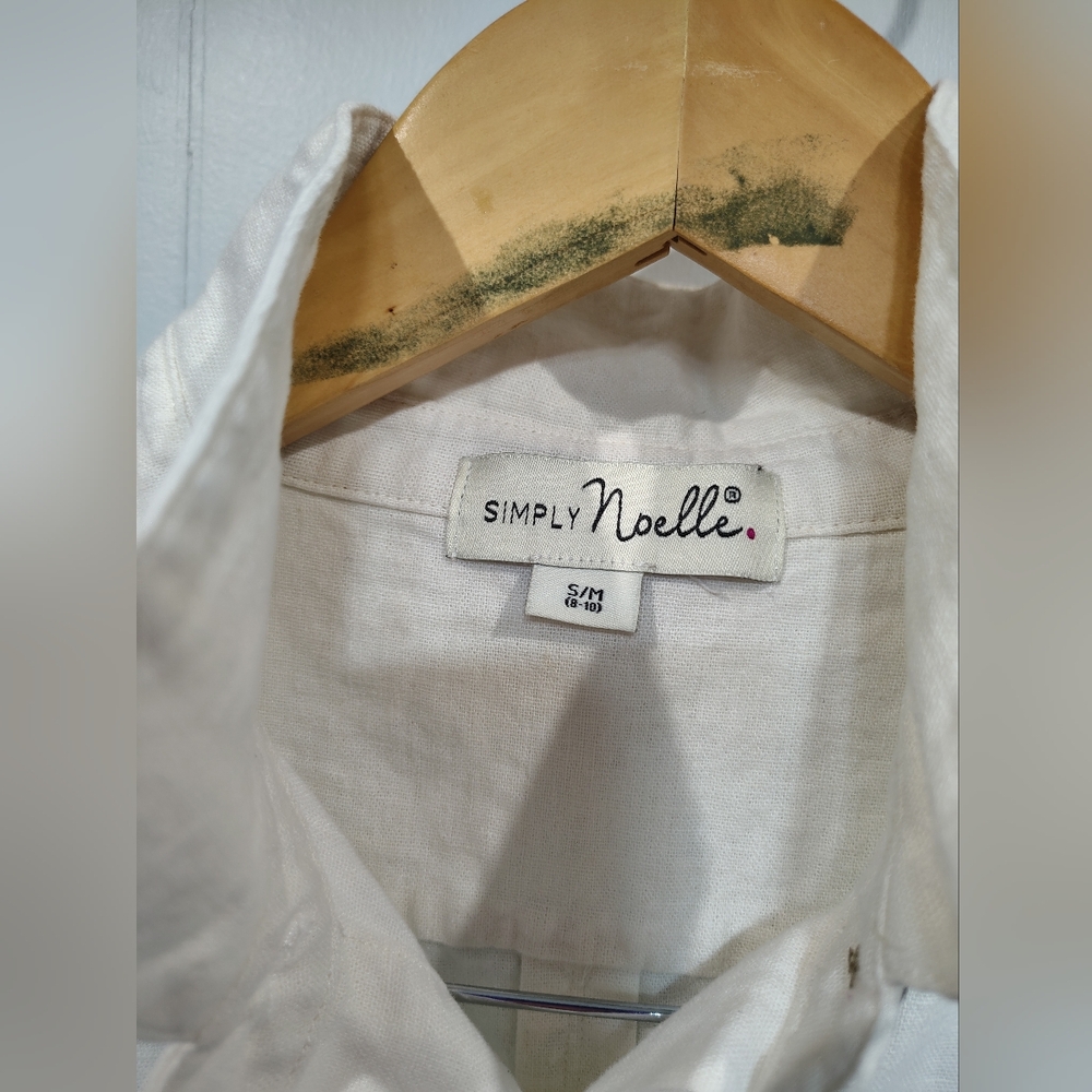 Simply Noelle Linen Blend Button Front Blazer Jacket Ivory Size S/M - Picture 3 of 5